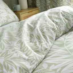 Catherine Lansfield Sorrel Leaf Reversible King Duvet Cover Set With Pillowcases Green - thumbnail 4