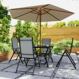 Outsunny 5 Pcs Garden Dining Set, Folding Chairs And Metal Top Table, Grey - thumbnail 9