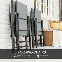 Outsunny 5 Pcs Garden Dining Set, Folding Chairs And Metal Top Table, Grey - thumbnail 4