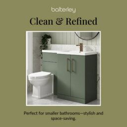 Balterley Right-Hand Bathroom Vanity And Wc Unit Combination With Basin - 1100mm - Satin Green With Brushed Bronze Handles - thumbnail 7
