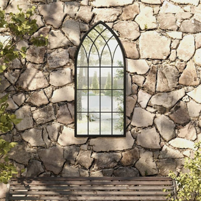 Berkfield Garden Mirror Black 100X45 Cm Iron For Outdoor Use - image 1