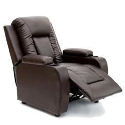 More4Homes Oscar Pushback Leather Recliner Chair W Cupholders (Brown) - thumbnail 3