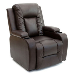 More4Homes Oscar Pushback Leather Recliner Chair W Cupholders (Brown) - thumbnail 2
