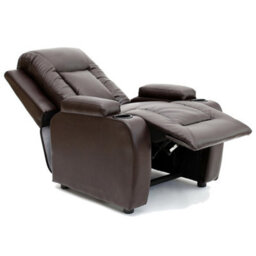 More4Homes Oscar Pushback Leather Recliner Chair W Cupholders (Brown) - thumbnail 4