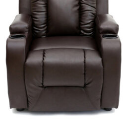 More4Homes Oscar Pushback Leather Recliner Chair W Cupholders (Brown) - thumbnail 6