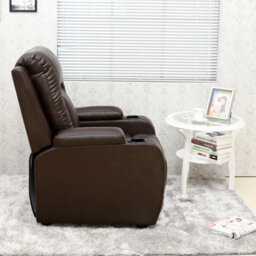 More4Homes Oscar Pushback Leather Recliner Chair W Cupholders (Brown) - thumbnail 9