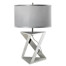 Stylish Silver Grey Table Lamp With White Marble Base And Led Bulb - thumbnail 2