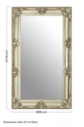 Orsina Stately Design Champagne Bead And Reel Wall Mirror, Grand Slim Mirror, Versatile Display Hallway Mirror - thumbnail 6