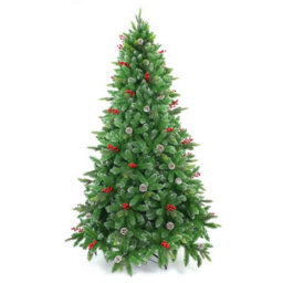 Shatchi 7Ft Stockholm Pine Artificial Designer Christmas Tree Berries & Frosted Cones Mixed