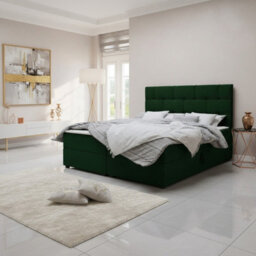 Upholstered Bedroom Storage Bed With Mdf And Laminated Board Frame Bonell Spring Base And Topper Mattress Set 140X200 Green - thumbnail 2