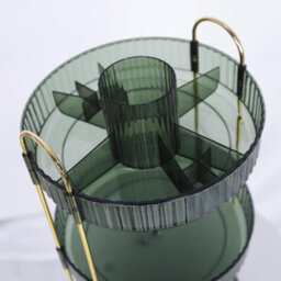 Makeup Organiser Rotating, 3 Tier Round Skincare Organiser, Customisable, Toiletries Cosmetics Organiser, Gift (Pale Green) - thumbnail 7