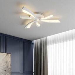 Living And Home Unique 3 V-Shaped Petals White Acrylic Shade Led Semi Flush Ceiling Light Fixture Dimmable