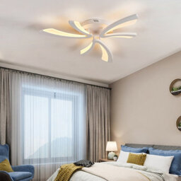 Living And Home Unique 3 V-Shaped Petals White Acrylic Shade Led Semi Flush Ceiling Light Fixture Dimmable - thumbnail 3