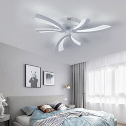 Living And Home Unique 3 V-Shaped Petals White Acrylic Shade Led Semi Flush Ceiling Light Fixture Dimmable - thumbnail 2