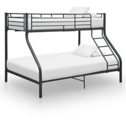 Walplus Bunk Bed Frame Without Mattress Black Metal 140X200 Cm/90X200 Cm