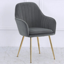 Living And Home Set Of 4 Grey Dining Chairs Frosted Velvet Upholstered Dining Chair Set Occasional Armchair With Metal Legs - thumbnail 4