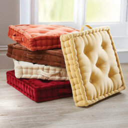 Coopers of Stortford Velour Armchair Booster Cushion - Extra Comfort & Support, Plush Cotton Velvet, Spring-Back Filling, 50X50X10Cm - Cream