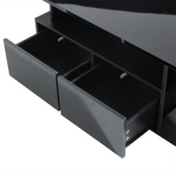 Abrihome Black High-Gloss Coffee Table With Led Lighting & 2 Drawers, Sofa Side Table, Open Storage, 100X50X35Cm - thumbnail 9