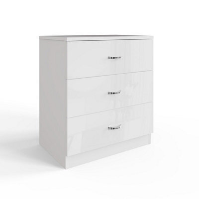 Fwstyle 3 Drawer White Gloss Chest Of Drawers - image 1