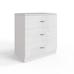 Fwstyle 3 Drawer White Gloss Chest Of Drawers - thumbnail 1