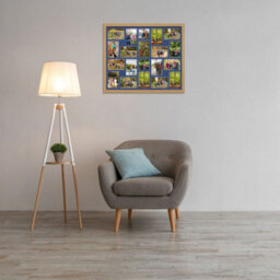 AK Frames 80X70Cm Light Oak Modern Multi Photo Frame With Blue Mount - Holds 20 Apertures (18X) 6X4, (2X) 4X4 Photos - thumbnail 3