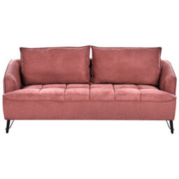 Beliani Sofa 3 Seater Hobro Fabric Burgundy - thumbnail 1