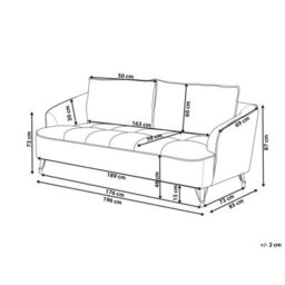 Beliani Sofa 3 Seater Hobro Fabric Burgundy - thumbnail 3