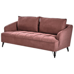 Beliani Sofa 3 Seater Hobro Fabric Burgundy - thumbnail 4