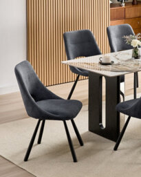 Longtoo Dining Chairs Set Of 6, 360 Degrees Swivel Kitchen Chairs, Ergonomic Upholstered Chair With Metal Legs, Dark Grey - thumbnail 8