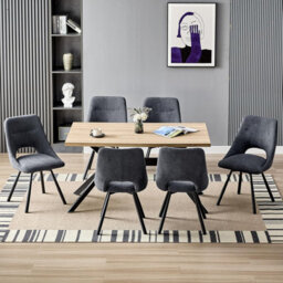 Longtoo Dining Chairs Set Of 6, 360 Degrees Swivel Kitchen Chairs, Ergonomic Upholstered Chair With Metal Legs, Dark Grey - thumbnail 3