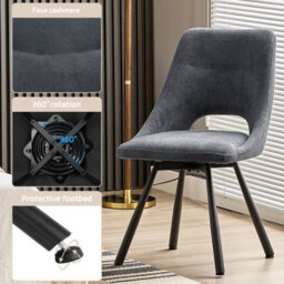 Longtoo Dining Chairs Set Of 6, 360 Degrees Swivel Kitchen Chairs, Ergonomic Upholstered Chair With Metal Legs, Dark Grey - thumbnail 4