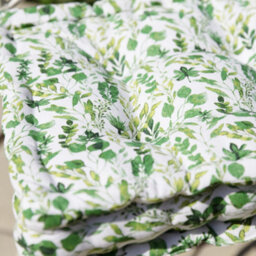 Dibor Set Of 4 Green Leaf Print Outdoor Garden Chair Seat Pad Cushions - thumbnail 4