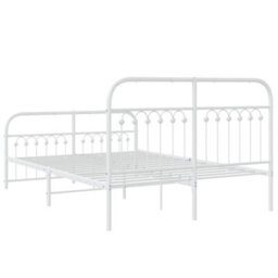 Berkfield Metal Bed Frame Without Mattress With Footboard White 137X190Cm - thumbnail 6