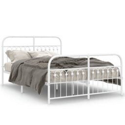 Berkfield Metal Bed Frame Without Mattress With Footboard White 137X190Cm - thumbnail 2