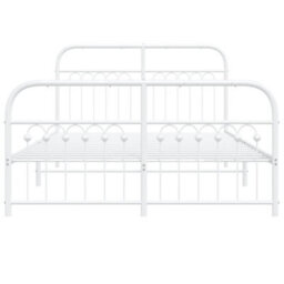 Berkfield Metal Bed Frame Without Mattress With Footboard White 137X190Cm - thumbnail 4