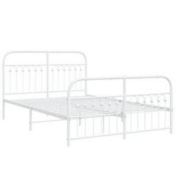 Berkfield Metal Bed Frame Without Mattress With Footboard White 137X190Cm - thumbnail 3