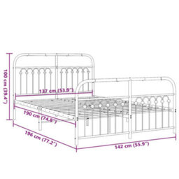 Berkfield Metal Bed Frame Without Mattress With Footboard White 137X190Cm - thumbnail 8