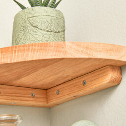 Off The Grain Round Wall Corner Shelf, Oak Wooden Corner Shelf Display For Books And Storage - 25Cm X 25Cm - thumbnail 4