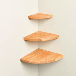 Off The Grain Round Wall Corner Shelf, Oak Wooden Corner Shelf Display For Books And Storage - 25Cm X 25Cm - thumbnail 3