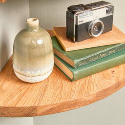 Off The Grain Round Wall Corner Shelf, Oak Wooden Corner Shelf Display For Books And Storage - 25Cm X 25Cm - thumbnail 2