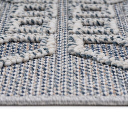 Loomed Blue Geometric Tile Textured 3D Pile Living Area Rug 160X230Cm - thumbnail 6