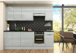 Impact Furniture Kitchen Cabinets 8 Units Oven Housing Soft Close Modern Storage 240Cm Light Grey Gloss Fitted Kitchen Star - thumbnail 1