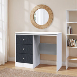 San Jose Ready Assembled Matt Indigo Blue & White 3 Drawer Non-Extendable Dressing Table (H)756mm (W)969mm (D)395mm