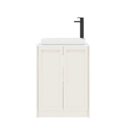 Royal Bathrooms Royal Bathroom Elmore 600mm Classic White Freestanding Bathroom Vanity Unit 2 Door Plain White Worktop With Qubix Basin - thumbnail 7