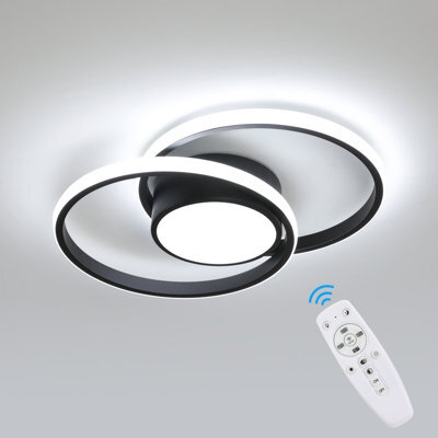 Pheashine Double Round Led Aluminum Ceiling Light All Black Round Stepless Dimming With Remote Control - image 1