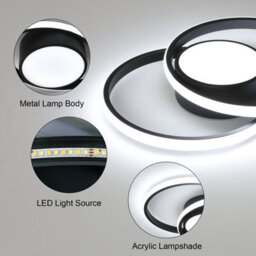 Pheashine Double Round Led Aluminum Ceiling Light All Black Round Stepless Dimming With Remote Control - thumbnail 6