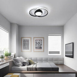 Pheashine Double Round Led Aluminum Ceiling Light All Black Round Stepless Dimming With Remote Control - thumbnail 2