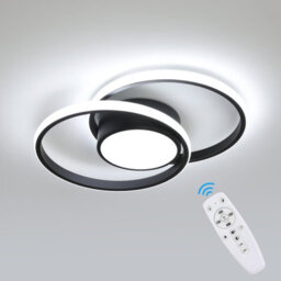 Pheashine Double Round Led Aluminum Ceiling Light All Black Round Stepless Dimming With Remote Control - thumbnail 1