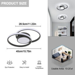 Pheashine Double Round Led Aluminum Ceiling Light All Black Round Stepless Dimming With Remote Control - thumbnail 3