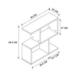 Urbn-Living Urbnliving 60Cm Height 2-Tier Black Marble Wooden Bookcase Side Unit Shelf Organizer Sofa End Table Home Décor - thumbnail 3